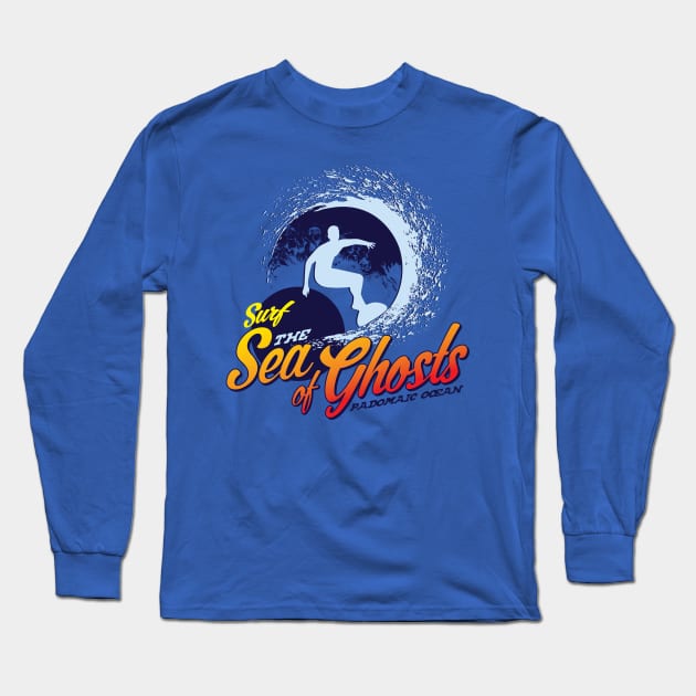 Surf The Sea of Ghosts Long Sleeve T-Shirt by MindsparkCreative